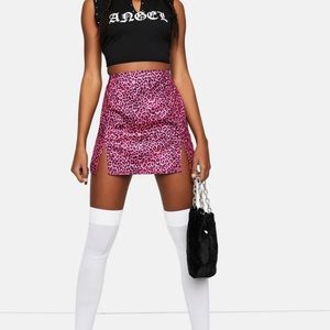 Cute Mistake But I Do Love You Y2K pink cheetah print mini skirt